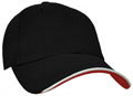 FRONT VIEW OF BASEBALL CAP BLACK/WHITE/RED